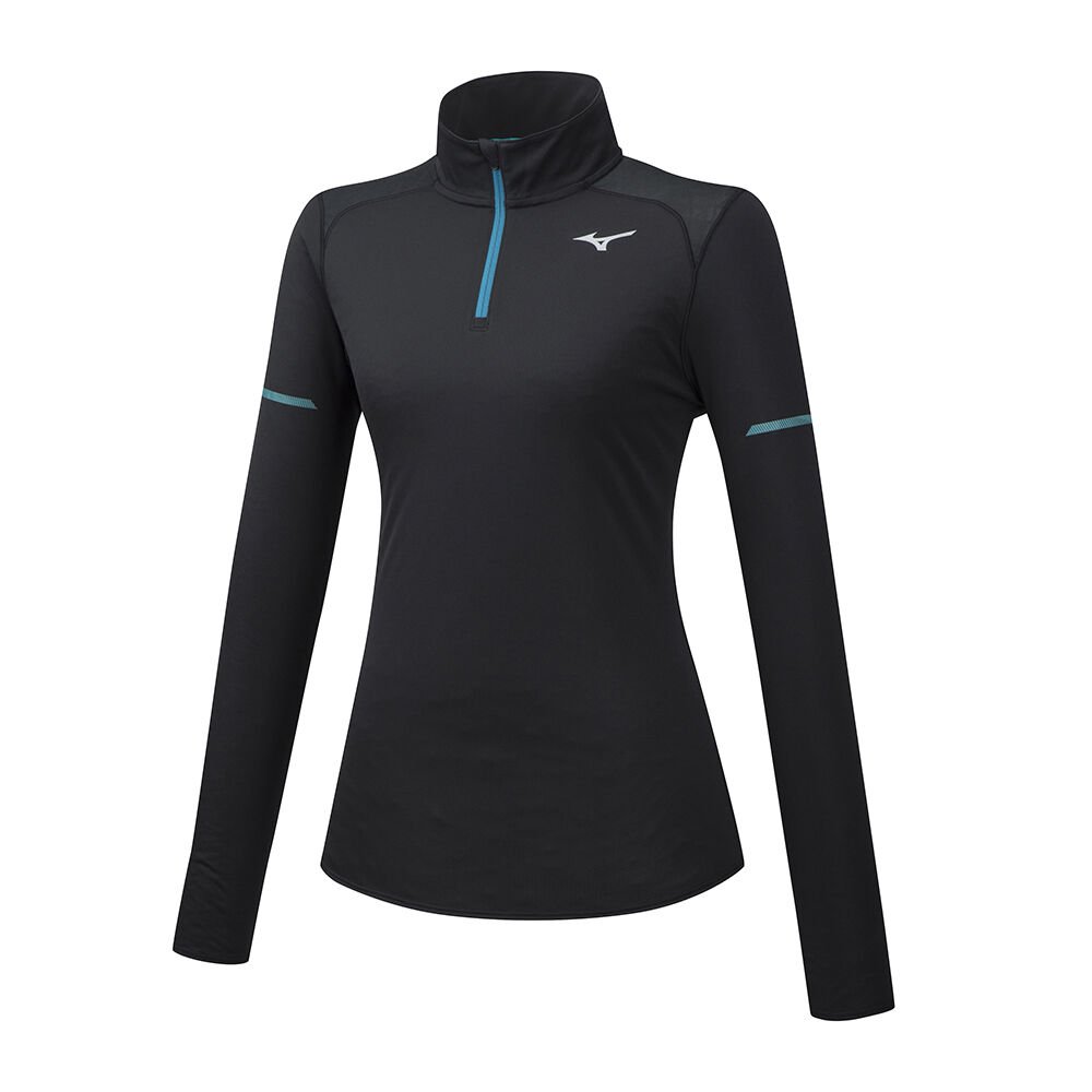 Blusa Mizuno Running Alpha LS HZ - Mulher - Pretas - MLSPA0753